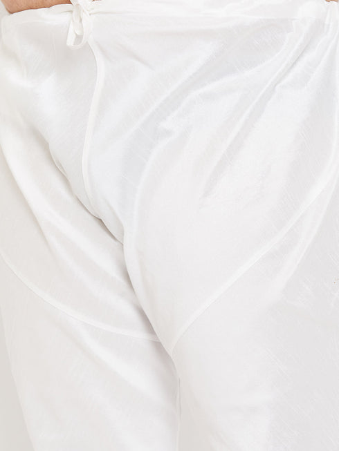 Vastramay Men's Plus Size Pink Silk Blend Kurta Pyjama Set